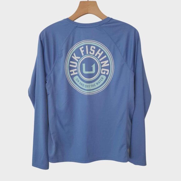 Huk Fishing Shirt Mens Performance Pursuit Long Sleeve Ice Blue Mens Small NEW - Picture 1 of 10